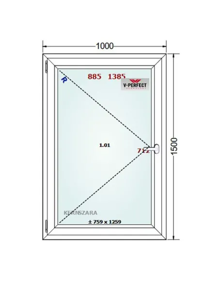 Okno PCV 100 x 150 cm Rozwierne Trzyszybowe Schüco LivIng 82