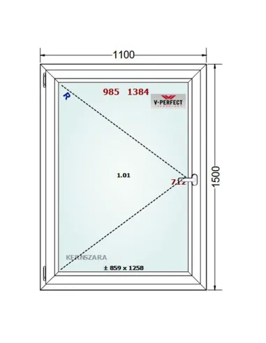 Okno PCV 110 x 150 cm Rozwierne Trzyszybowe Schüco LivIng 82