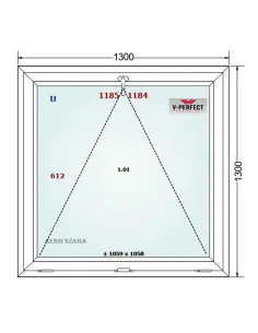 Okno PCV 130 x 130 cm Uchylne Trzyszybowe Schüco LivIng 82 2