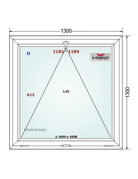 Okno PCV 130 x 130 cm Uchylne Trzyszybowe Schüco LivIng 82