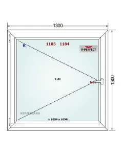 Okno PCV 130 x 130 cm Rozwierne Trzyszybowe Schüco LivIng 82 2