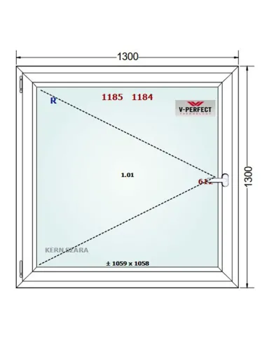 Okno PCV 130 x 130 cm Rozwierne Trzyszybowe Schüco LivIng 82