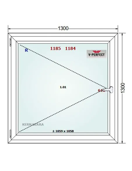 Okno PCV 130 x 130 cm Rozwierne Trzyszybowe Schüco LivIng 82