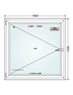 Okno PCV 140 x 140 cm Rozwierne Trzyszybowe Schüco LivIng 82 2