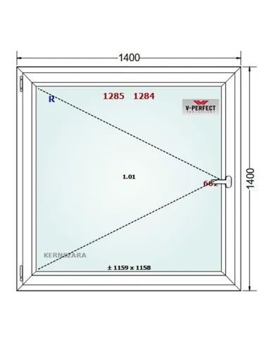 Okno PCV 140 x 140 cm Rozwierne Trzyszybowe Schüco LivIng 82