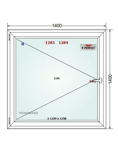 Okno PCV 140 x 140 cm Rozwierne Trzyszybowe Schüco LivIng 82