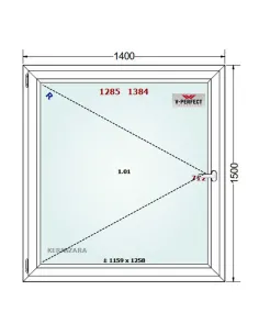 Okno PCV 140 x 150 cm Rozwierne Trzyszybowe Schüco LivIng 82 2