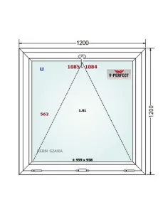 Okno PCV 120 x 120 cm Uchylne Trzyszybowe Schüco LivIng 82 2