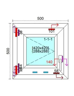 Okno PCV 50 x 50 cm Rozwierne Trzyszybowe Veka Softline 82 MD 2