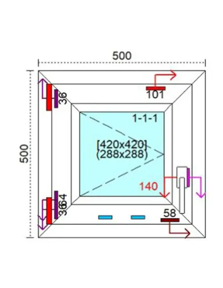 Okno PCV 50 x 50 cm Rozwierne Trzyszybowe Veka Softline 82 MD