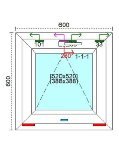 Okno PCV 60 x 60 cm Uchylne Trzyszybowe Veka Softline 82 MD 2