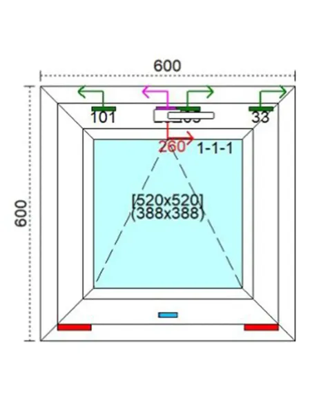 Okno PCV 60 x 60 cm Uchylne Trzyszybowe Veka Softline 82 MD