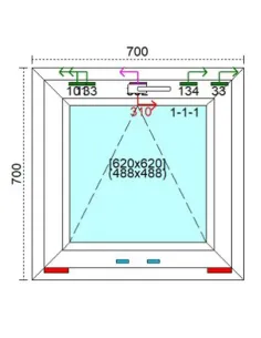 Okno PCV 70 x 70 cm Uchylne Trzyszybowe Veka Softline 82 MD 2