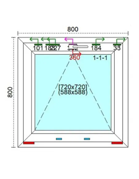 Okno PCV 90 x 90 cm Uchylne Trzyszybowe Veka Softline 82 MD