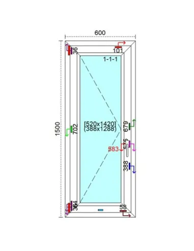 Okno PCV 60 x 150 cm Rozwierne Trzyszybowe Veka Softline 82 MD