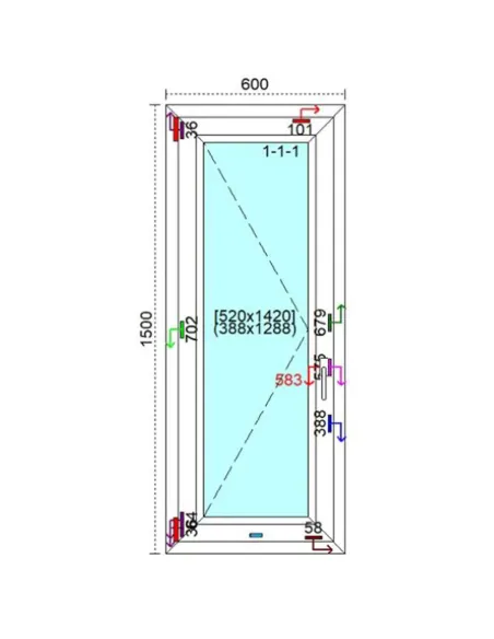 Okno PCV 60 x 150 cm Rozwierne Trzyszybowe Veka Softline 82 MD