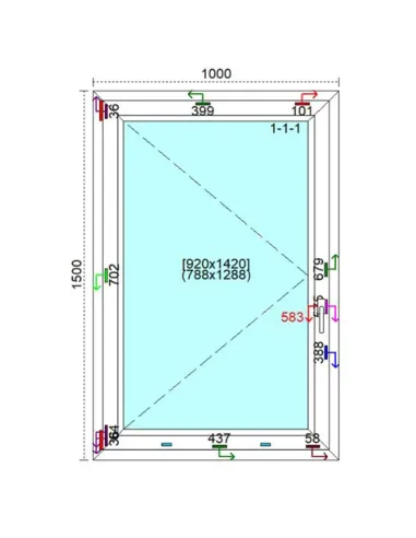 Okno PCV 100 x 100 cm Rozwierne Trzyszybowe Veka Softline 82 MD