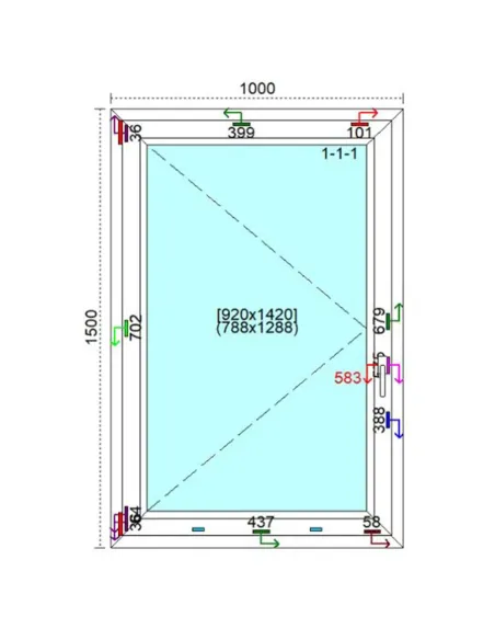 Okno PCV 100 x 100 cm Rozwierne Trzyszybowe Veka Softline 82 MD