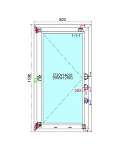 Okno PCV 80 x 150 cm Rozwierne Trzyszybowe Veka Softline 82 MD 2