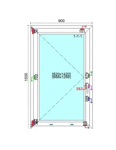 Okno PCV 90 x 150 cm Rozwierne Trzyszybowe Veka Softline 82 MD 2