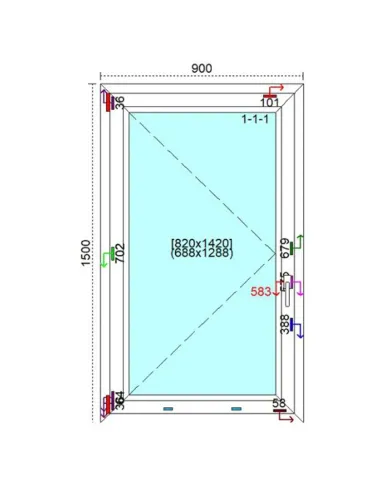 Okno PCV 90 x 150 cm Rozwierne Trzyszybowe Veka Softline 82 MD