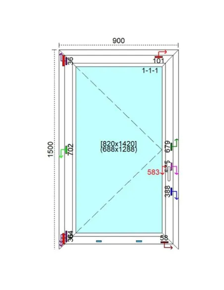 Okno PCV 90 x 150 cm Rozwierne Trzyszybowe Veka Softline 82 MD