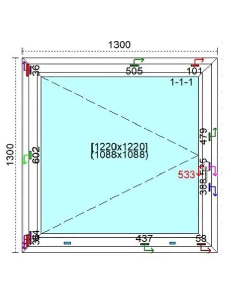 Okno PCV 130 x 130 cm Rozwierne Trzyszybowe Veka Softline 82 MD