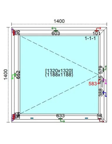 Okno PCV 140 x 140 cm Rozwierne Trzyszybowe Veka Softline 82 MD