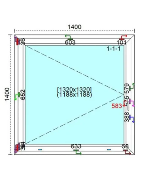Okno PCV 140 x 140 cm Rozwierne Trzyszybowe Veka Softline 82 MD