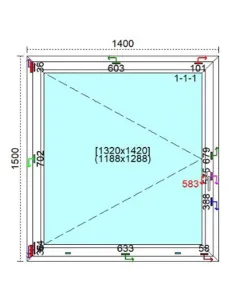 Okno PCV 140 x 150 cm Rozwierne Trzyszybowe Veka Softline 82 MD 2
