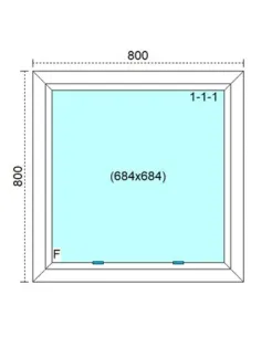 Okno PCV 80 x 80 cm FIX (Stałe) Trzyszybowe Veka Softline 82 MD 2