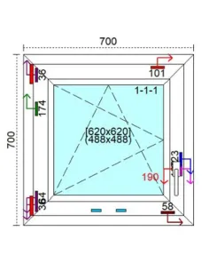 Okno PCV 70 x 70 cm Rozwierno-Uchylne Trzyszybowe Veka Softline 82 MD 2
