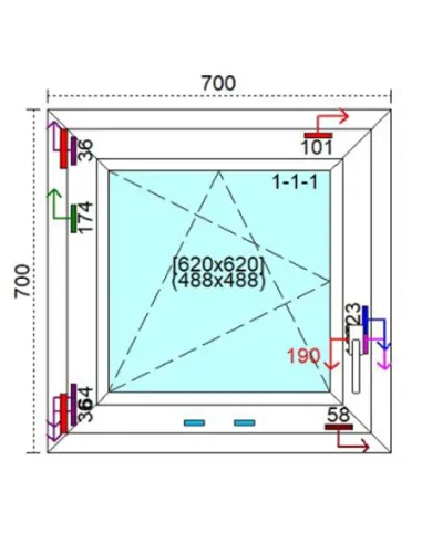 Okno PCV 70 x 70 cm Rozwierno-Uchylne Trzyszybowe Veka Softline 82 MD