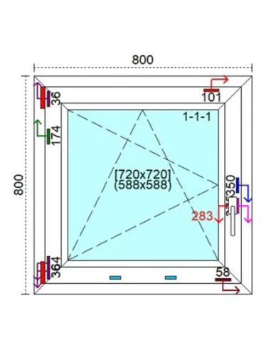 Okno PCV 80 x 80 cm Rozwierno-Uchylne Trzyszybowe Veka Softline 82 MD