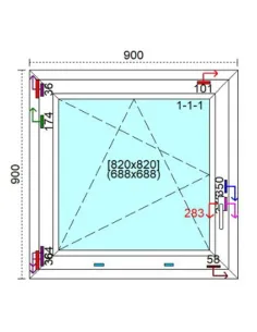 Okno PCV 90 x 90 cm Rozwierno-Uchylne Trzyszybowe Veka Softline 82 MD 2