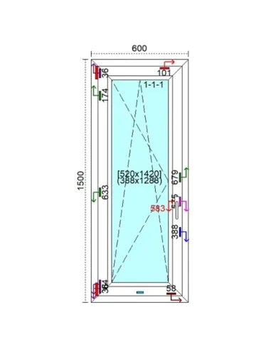 Okno PCV 60 x 150 cm Rozwierno-Uchylne Trzyszybowe Veka Softline 82 MD