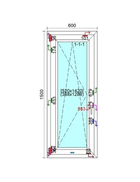 Okno PCV 60 x 150 cm Rozwierno-Uchylne Trzyszybowe Veka Softline 82 MD