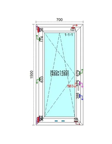 Okno PCV 70 x 150 cm Rozwierno-Uchylne Trzyszybowe Veka Softline 82 MD
