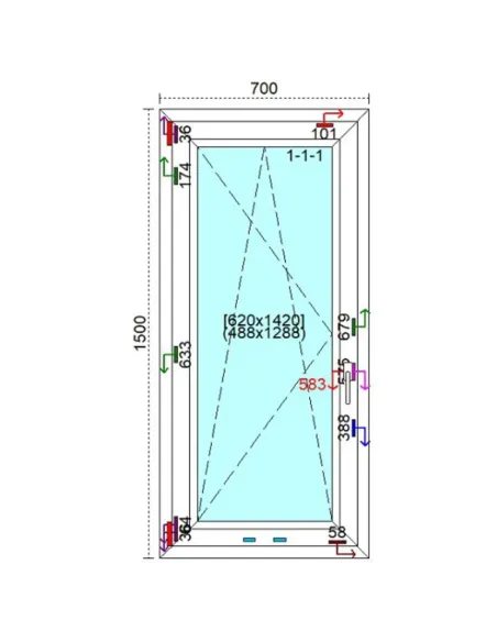 Okno PCV 70 x 150 cm Rozwierno-Uchylne Trzyszybowe Veka Softline 82 MD