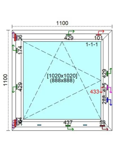 Okno PCV 110 x 110 cm Rozwierno-Uchylne Trzyszybowe Veka Softline 82 MD