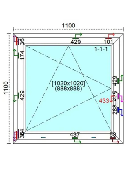 Okno PCV 110 x 110 cm Rozwierno-Uchylne Trzyszybowe Veka Softline 82 MD