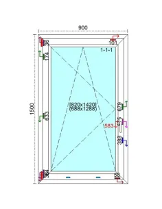 Okno PCV 90 x 150 cm Rozwierno-Uchylne Trzyszybowe Veka Softline 82 MD 2