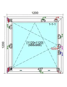 Okno PCV 120 x 120 cm Rozwierno-Uchylne Trzyszybowe Veka Softline 82 MD 2