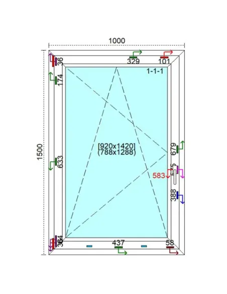 Okno PCV 100 x 150 cm Rozwierno-Uchylne Trzyszybowe Veka Softline 82 MD