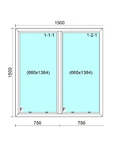 Okno PCV 150 x 150 cm FIX (Stałe) Trzyszybowe Veka Softline 82 MD 2