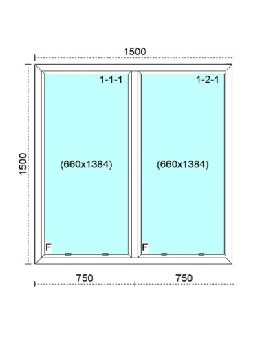 Okno PCV 150 x 150 cm FIX (Stałe) Trzyszybowe Veka Softline 82 MD
