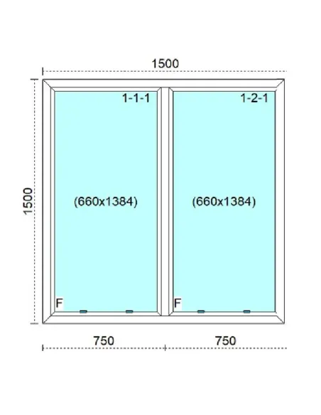Okno PCV 150 x 150 cm FIX (Stałe) Trzyszybowe Veka Softline 82 MD