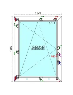 Okno PCV 110 x 150 cm Rozwierno-Uchylne Trzyszybowe Veka Softline 82 MD 2