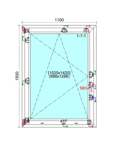 Okno PCV 110 x 150 cm Rozwierno-Uchylne Trzyszybowe Veka Softline 82 MD