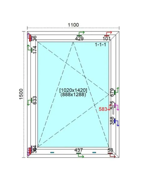 Okno PCV 110 x 150 cm Rozwierno-Uchylne Trzyszybowe Veka Softline 82 MD